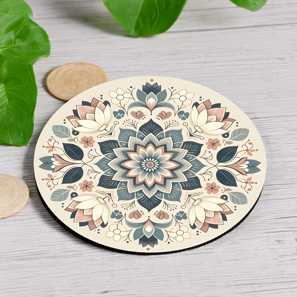 6 Pieces 2D Wooden Coasters Minimalist Style Patterns Theme Desktop Insulation Mats Home Decor Coffee Cup Coasters Office
