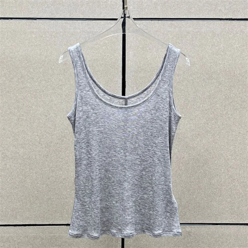 

Женский жилет: Новая эластичная вязаная облегающая майка без рукавов для лета 2026 года, топ-корсет из шерстяной смеси, женские обтягивающие майки-топы