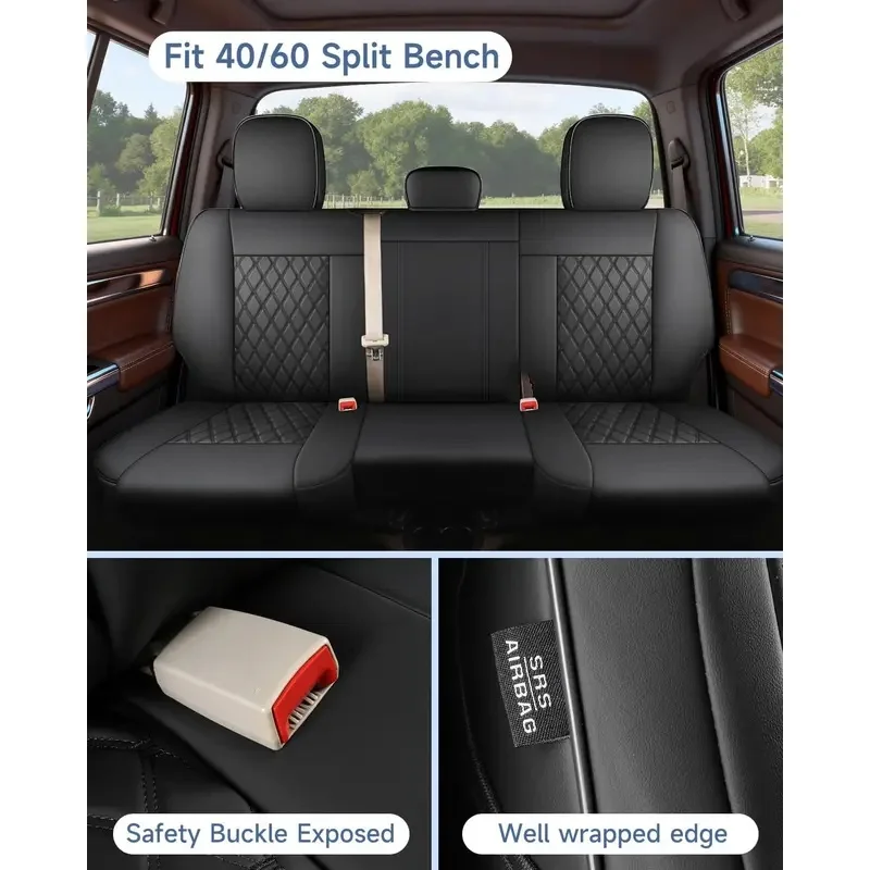 Hot Selling Full Set Luxury Leather Seat Covers Compatible with Ram 1500 2500 3500 2009-2025, Full Coverage Flat Front Curved Re