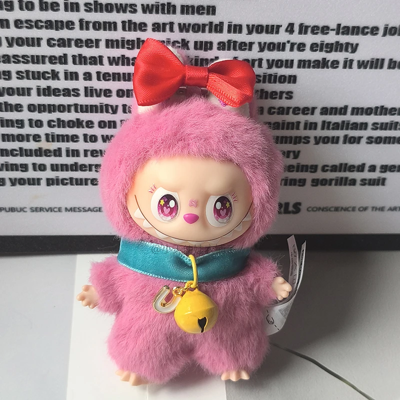 For Labubu 4.0 The Monsters Pin For Love Series Cute Bell Collar Bow Hair Clip Decoration Mini Labubu clothing accessories