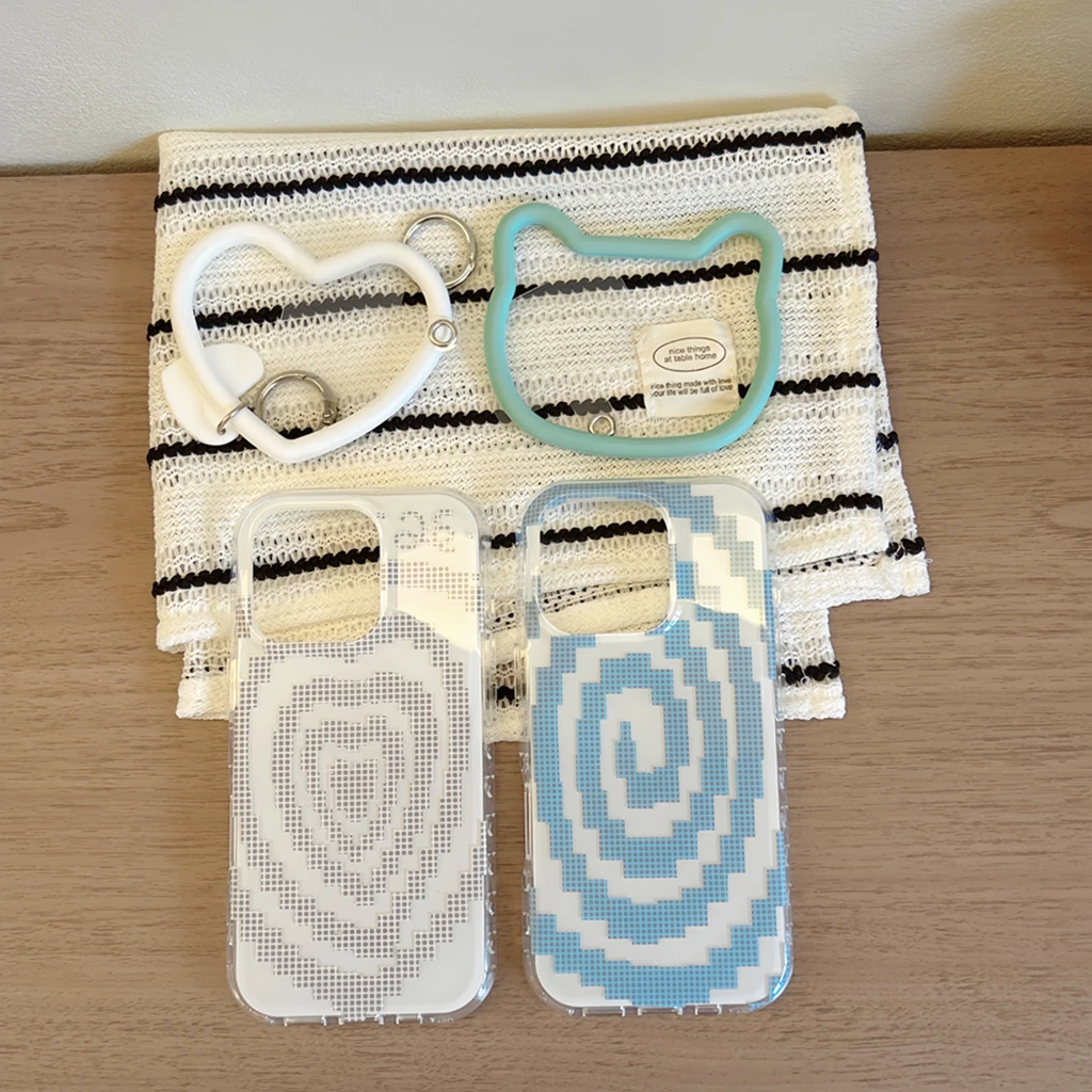 

Противоударный чехол с персонализированным сетчатым узором, синий вихревой белый кулон в виде сердца любви для iPhone 16, 15, 14, 13 Pro Max