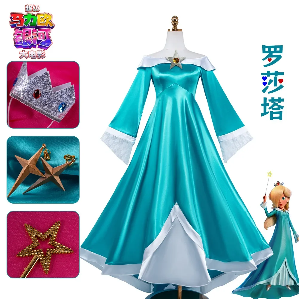 

Anime Rosalina Princess Cosplay Costume Role Playing Party Comic Game Halloween Christmas Rose Uniform Dress for Woman Girl