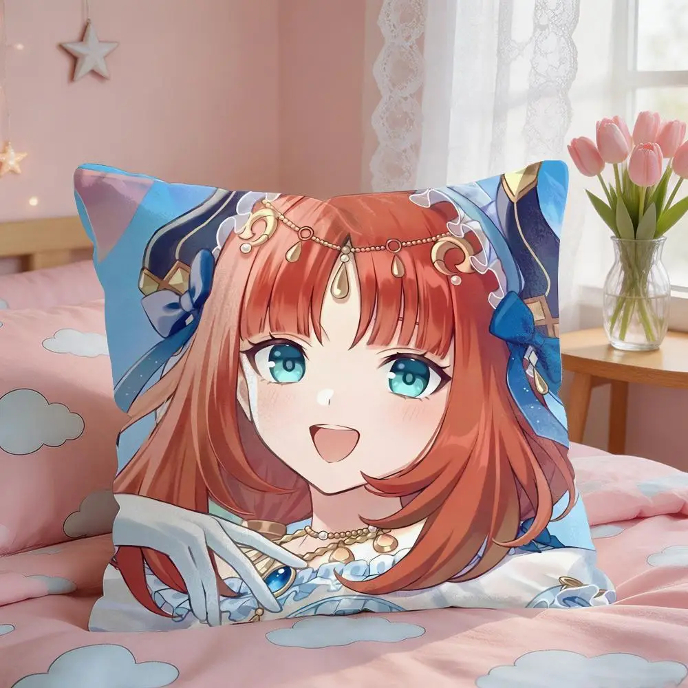 Nilou Cute Genshin Impact Cushion Cover Square Short Plush Pillow Case Living Room Sofa Home Decor Funda 40X40