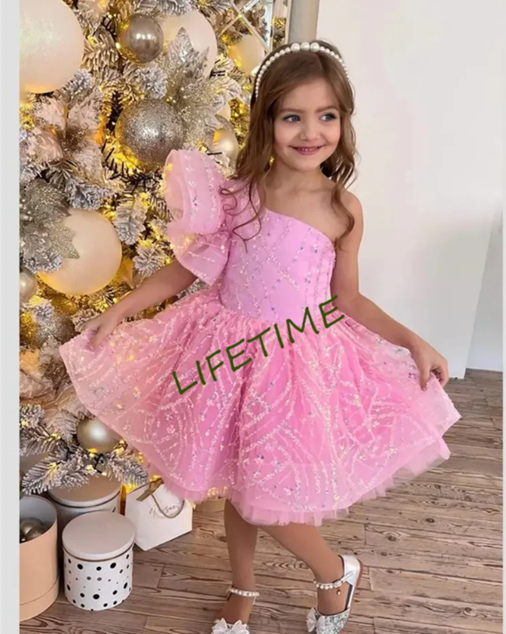 Flower Girl Dresses Tulle Beaded Sequins Printing Sleeveless Sparkle First Wedding Communion Birthday Party Ball Gowns Kids Gift