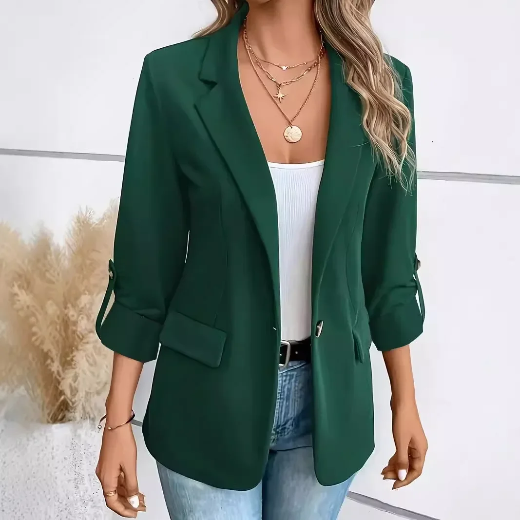 Fashion Suit Jacket for Women New 2024 Autumn and Winter Solid Color Versatile Long Sleeved Y2k Blazer for Female Clothing