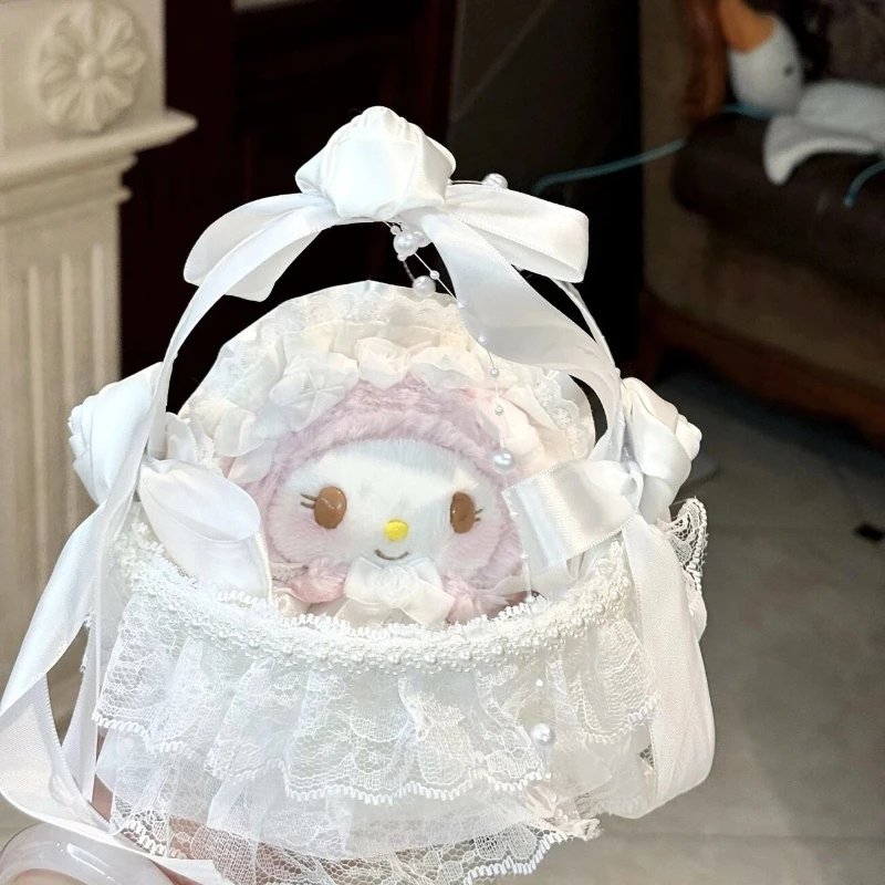 

Корзина с бантом подходит для 10-17 см, хлопковая кукла, украшение, кружевная корзина, украшение для куклы, аксессуары, ремешок для куклы, кружевная колыбель