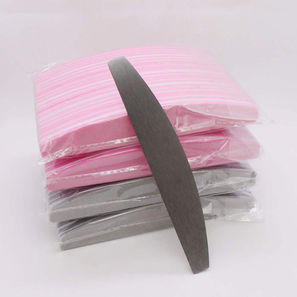 120Pcs Manicure Products Removable Nail Files Pads 100/180 Grit Nail Supplies Banana Sanding Sponge File Remove Gel Nail Polish