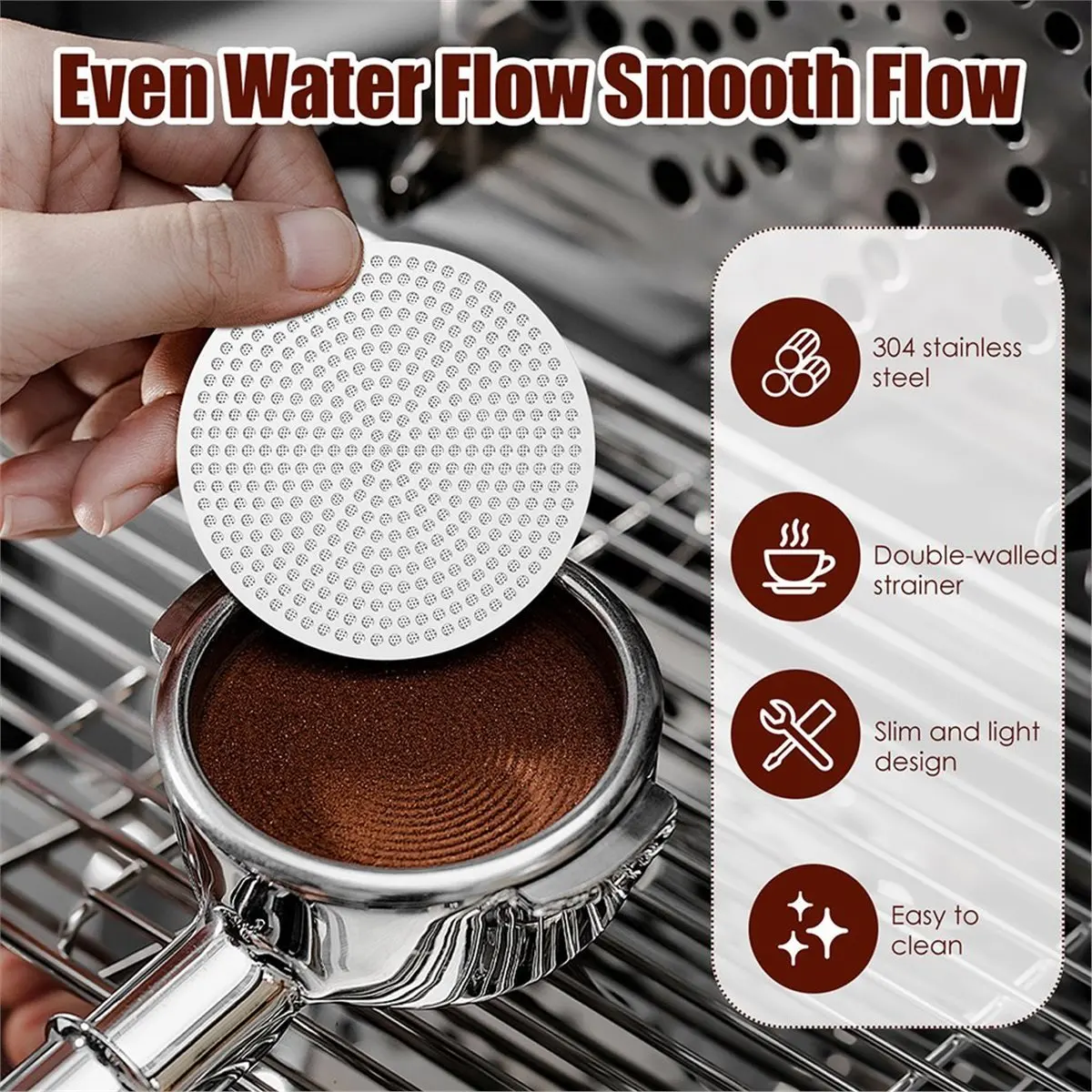 *A91P 2Pcs Espresso Puck Screen 58mm Stainless Steel Espresso Filter Screen Reusable Coffee Filter for Home Office Cafe