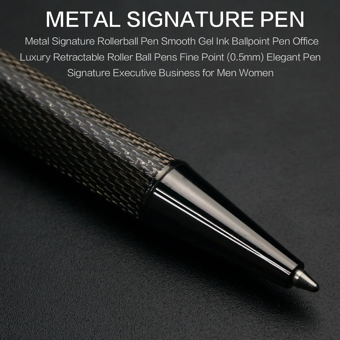 STONEGO Classic Twist Ballpoint Pens, Stainless Steel Retractable Ball Point Pen Smooth Gel Ink Roller Ball Pen