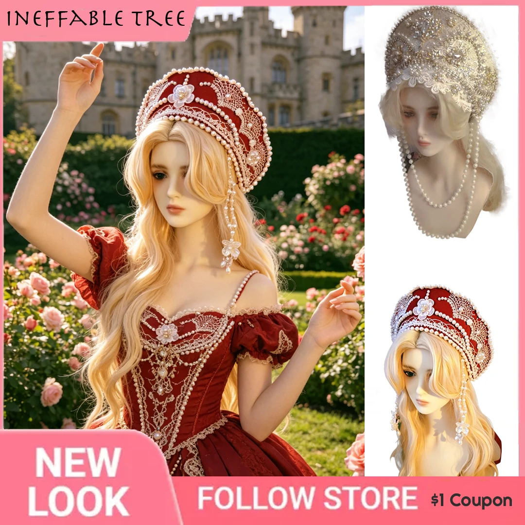 

Russian Ethnic Clothes Dress Clothing Headdress Crown Wedding Fedora Hat Lolita Exotic Trip Shoot Ornament Chapeau Luxe Gorras