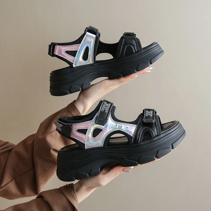 

Roman Sandals Women's 2025 Summer New Thick-soled Korean Version Velcro Casual Muffin with Student Sports Sandals