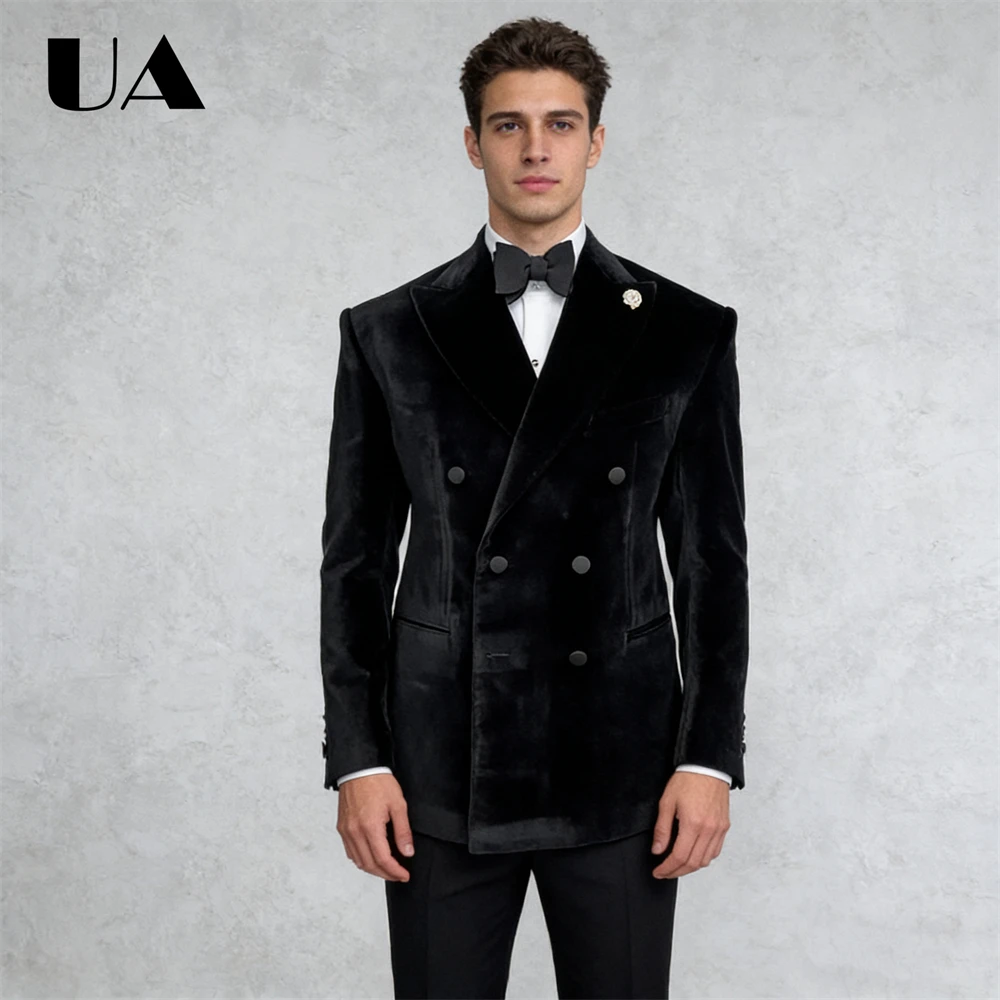 

Double Breasted Velvet Suit Blazer Elegant Formal Suit Blazer XXS-7XL Tailored Slim Fitting Suit Jacket Suit Attire