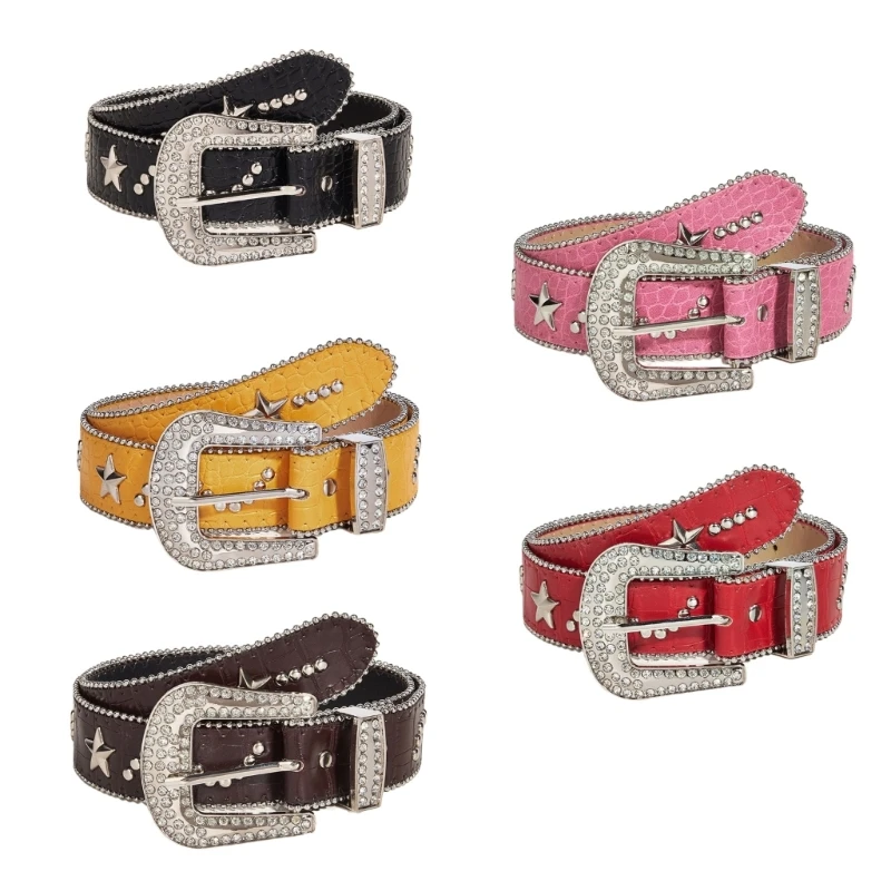 Punk Star Rhinestones Waist Chain Casual Belt Studded Waist Ceinture Crystal Belt Studded Blingbling Easy Belt DropShipping