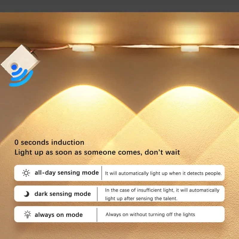 Smart flessibile dimmerabile luce notturna armadio da cucina scala corridoio bagno USB ricaricabile sensore di movimento sotto le luci degli armadi