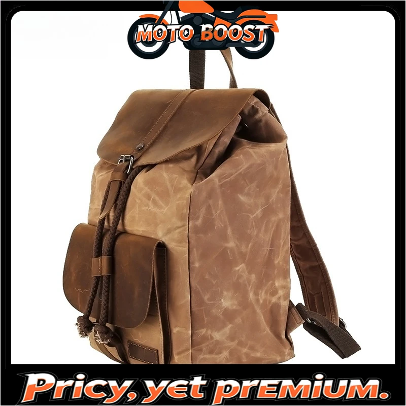 【premium quality】Waterproof Outdoor Travel Backpack with Crazy Horse Leather, Casual Men's Rucksack for Sports & Fitness
