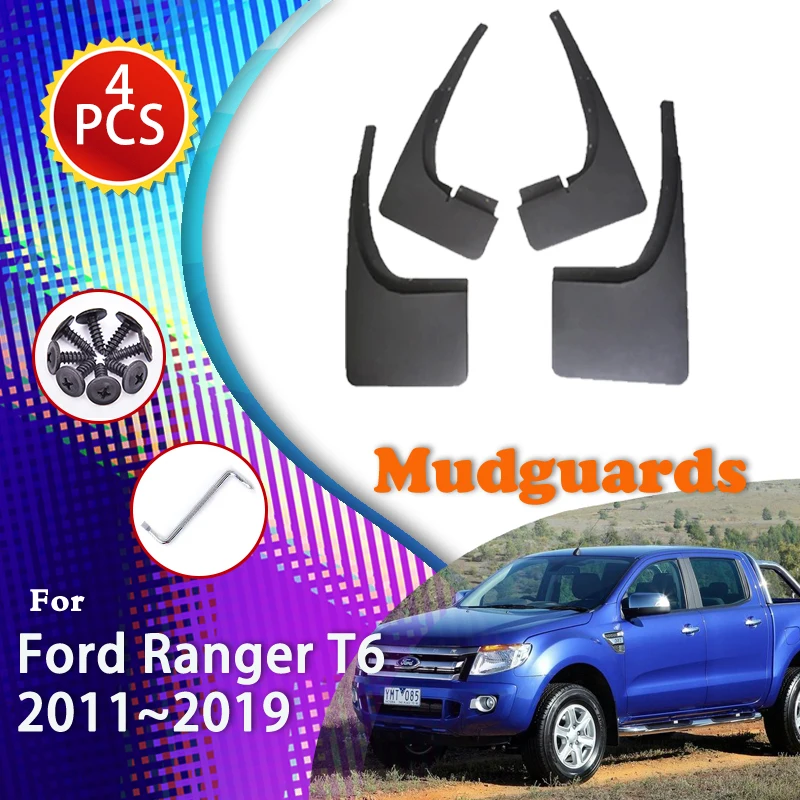 

Автомобильные колеса 4 шт. для Ford Ranger T6 2012, 2015, 2011 ~ 2019, грязеотталкивающий передний и задний брызговики, брызговики, автомобильные аксессуары