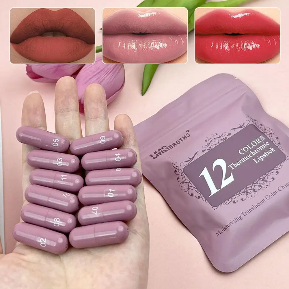 

12 Colors Capsule Mini Lipstick Set Velvet Matte Waterproof Lip Glaze Sexy Nude Long Lasting Portable Solid Lip Gloss Makeup