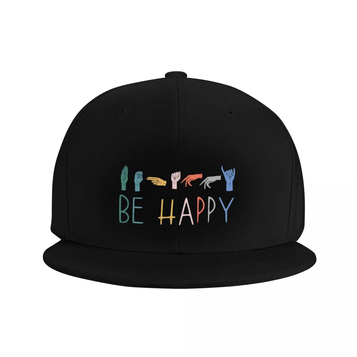 Be Happy Hand Sign Language Teachers Interpreter ASL Baseball Cap Snap Back Hat Luxury Hat |-F-| Beach Outing Women Hats Men's