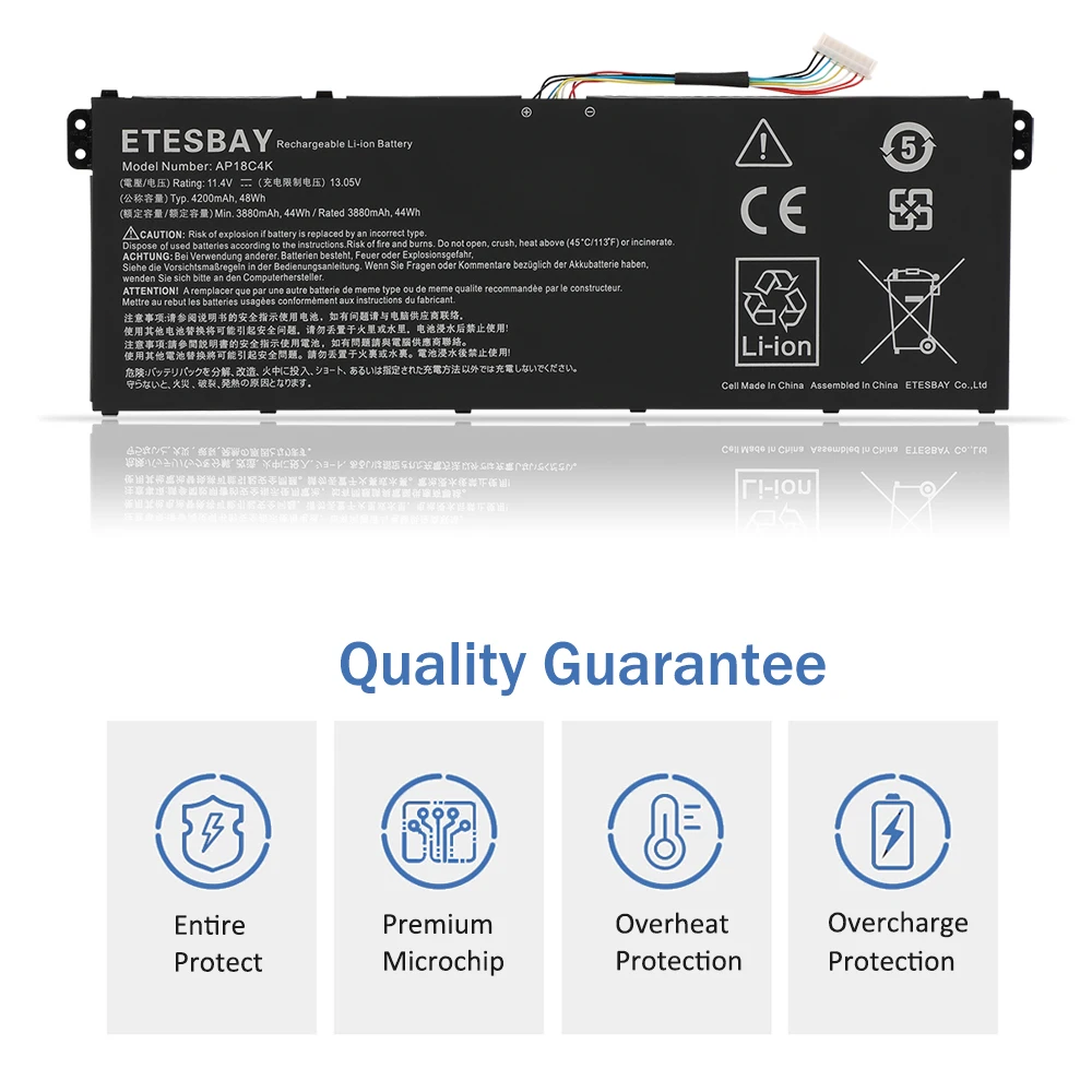 ETESBAY AP18C4K 48WH Laptop battery For Acer Aspire 5 A515-43 A515-43G A515-44 A515-44G A515-56 A515-56T  A514-52 A514-52G