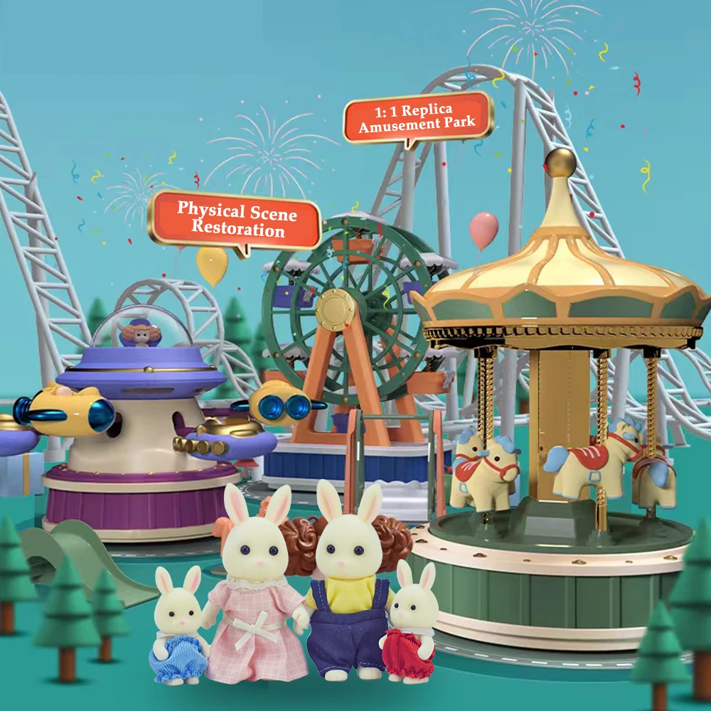 Creative Amusement Park Theme Music Box Ferris Wheel Design Carousel Night Light Effect Kids Sound And Light Toys Model Gift