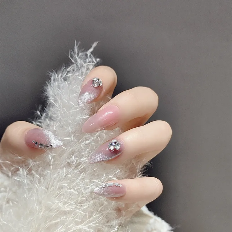 24Pcs Press On Nails Nude Pinks and Gradients Wear on Prom, Party or Any Excellent Occasion