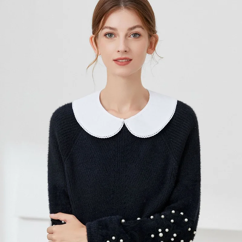 الحلو الأبيض انفصال دمية وهمية طوق شال كيب صغير النساء الفتيات التلبيب بلوزة قميص علوي فستان سترة طوق الزخرفية #1