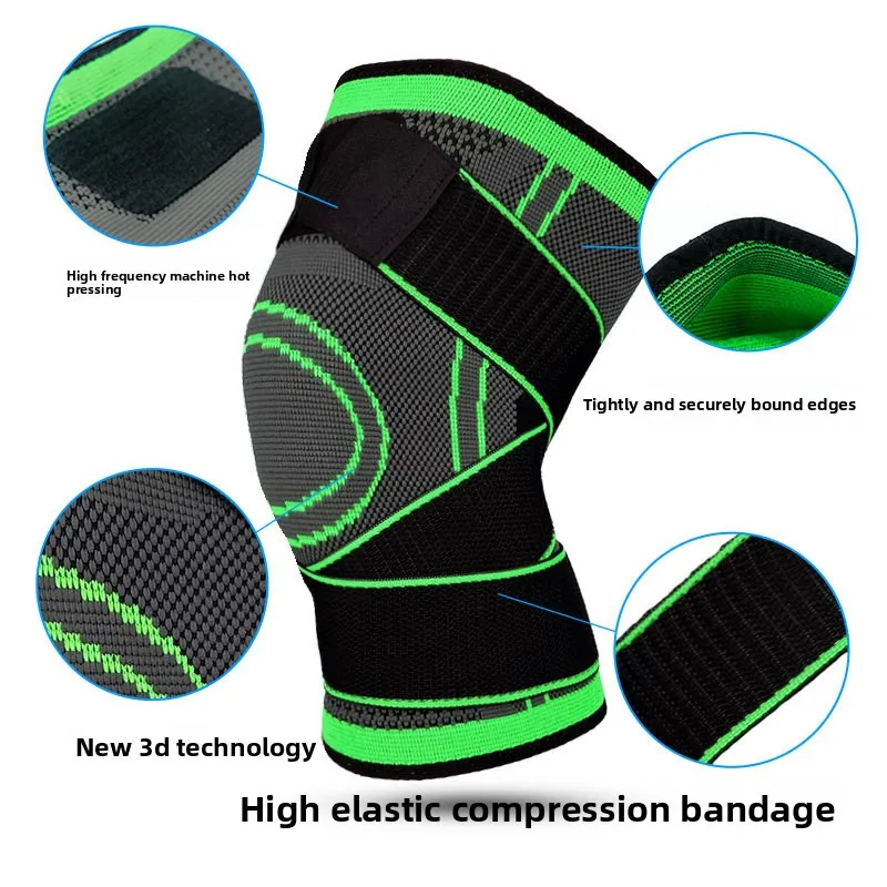 Professional Nylon Knee Support Compression Strap 3D Knit Sports Knee Pads for Running Basketball Hiking Four Season Protective