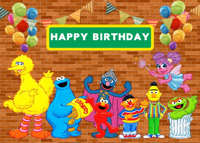 Cartoon Sesame Street Theme Children Birthday Party Backdrop Baby Shower Decor Newborn Photography Background Photo Studio Props