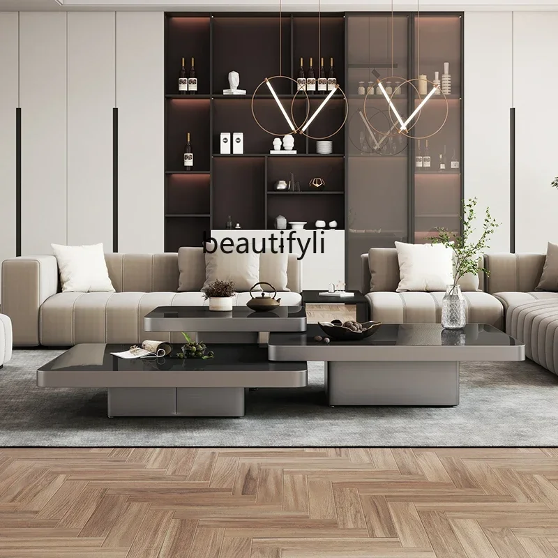 

45cqyLiving room simple light luxury model room villa coffee table combination