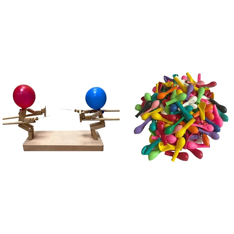 Wooden Fencing Puppets Handmade Fencing Puppets Boom Of Balloons Game, Punching (100Pcs Balloons)