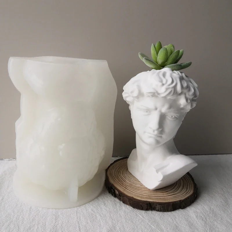 

David Head Vase Silicone Mold DIY Handmade Human Body Sculpture Flower Pot Resin Mold Plaster Craft Casting Mold Home Decoration