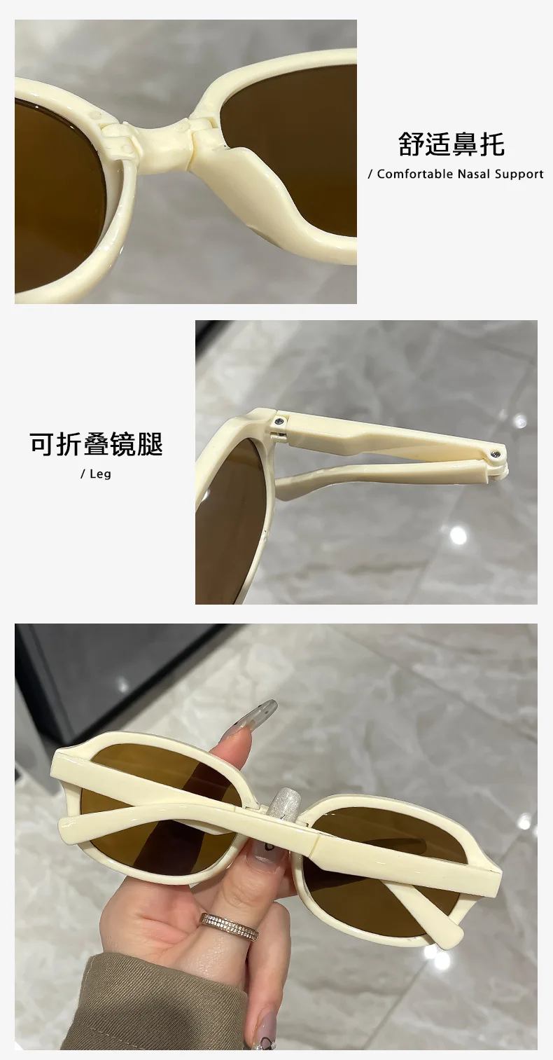 Neue Faltbare Kleine Ovale Sonnenbrille für Damen Markendesigner Mode-Sonnenbrille für Herren Fahrbrillen Sonnenbrille für Frauen ﻿ – Detail 4