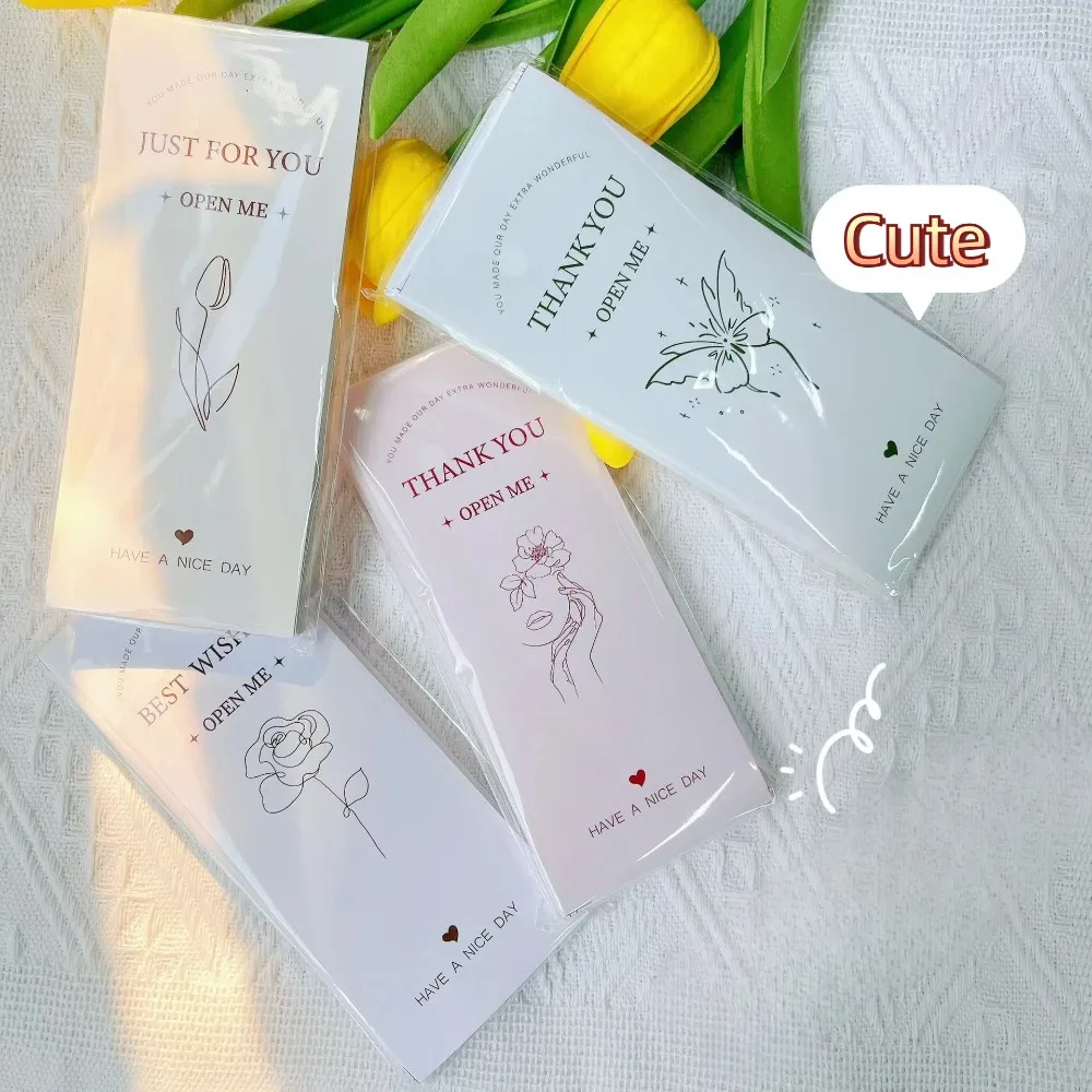 50pcs Rectangular Thank You Sticker 6x15cm Flowers Pattern Gift Box Package Decor Handmade Seal Labels for Birthday Wedding - view 4