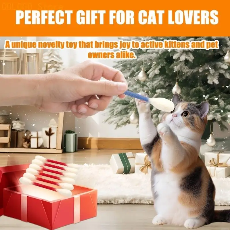 Kitten Toy 6Pcs Cotton Swabs Kitten Chew Sticks Indoor Dental Care Teething Toy Big Felt Boredom Play Lightweight D0LD