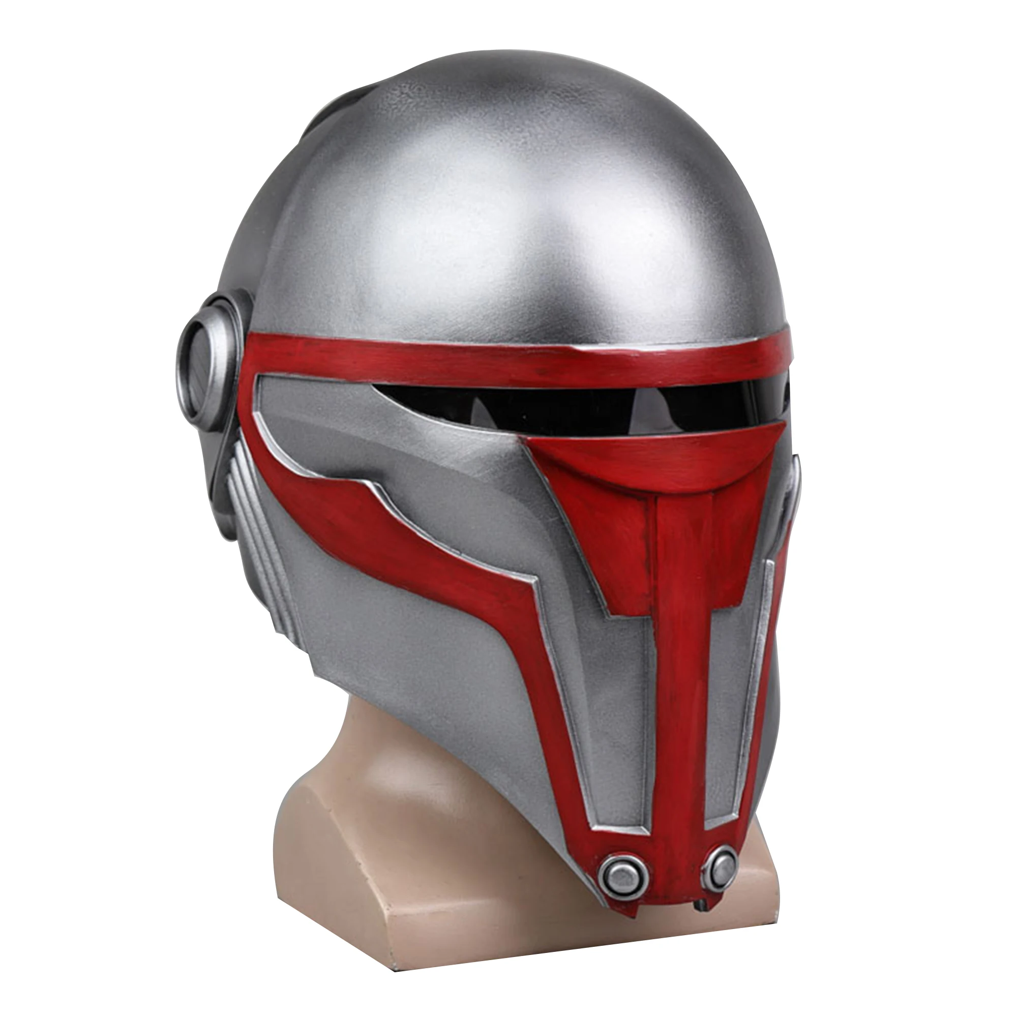 Premium PVC Sith Lord Darth Raven Style Full Head Wearable Helmet Mask Solid Hard Shell Realistic Movie Replica Role Playing Headgear Halloween Christmas Holiday Party Costume Display Gift Toy For Adult Hobby Collectors