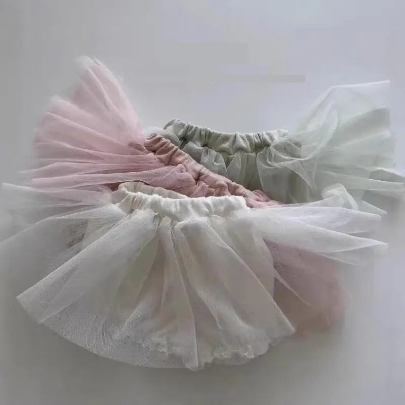 

2026 Summer New Baby Girl Short Skirts Solid Infant Cute Mesh Skirts Girls Sweet Princess Culottes Toddler Clothes