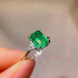 High jewelry Natural emerald ring female 925 sterling silver niche design Instagram trendy personality gem index finger ring