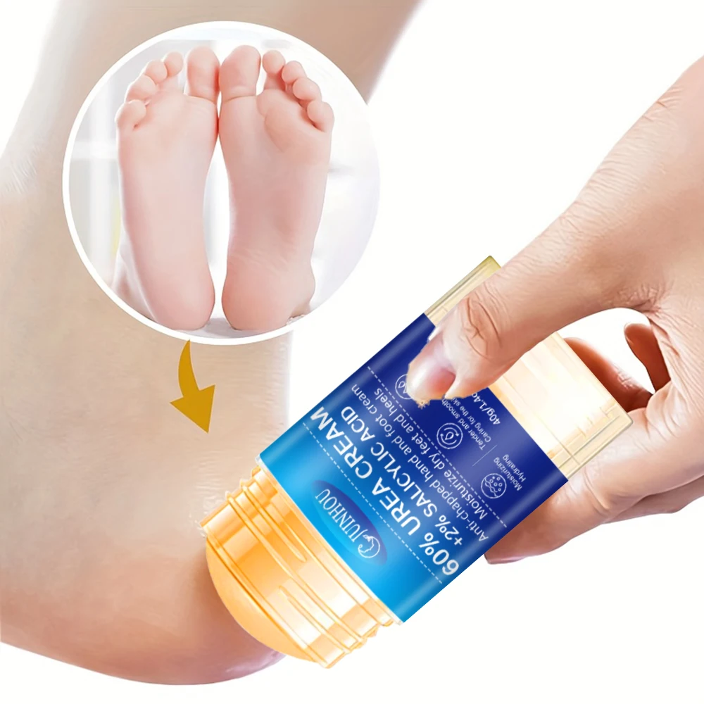 JUINHOU 40g Fußpflegestift 60% Urea 2% Salicylsäure Exfoliation und Hornhautentfernung Tragbare Pflege für trockene, rissige Fersen Pediküre-Pflege – Detail 8