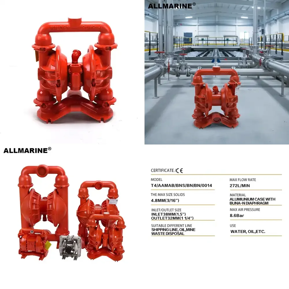 Bomba Neumática de Doble Diafragma Wilden T4 Original de 1-1/2 Pulgadas para Mecanizado, Tratamiento de Aguas Residuales e Industria Automotriz
