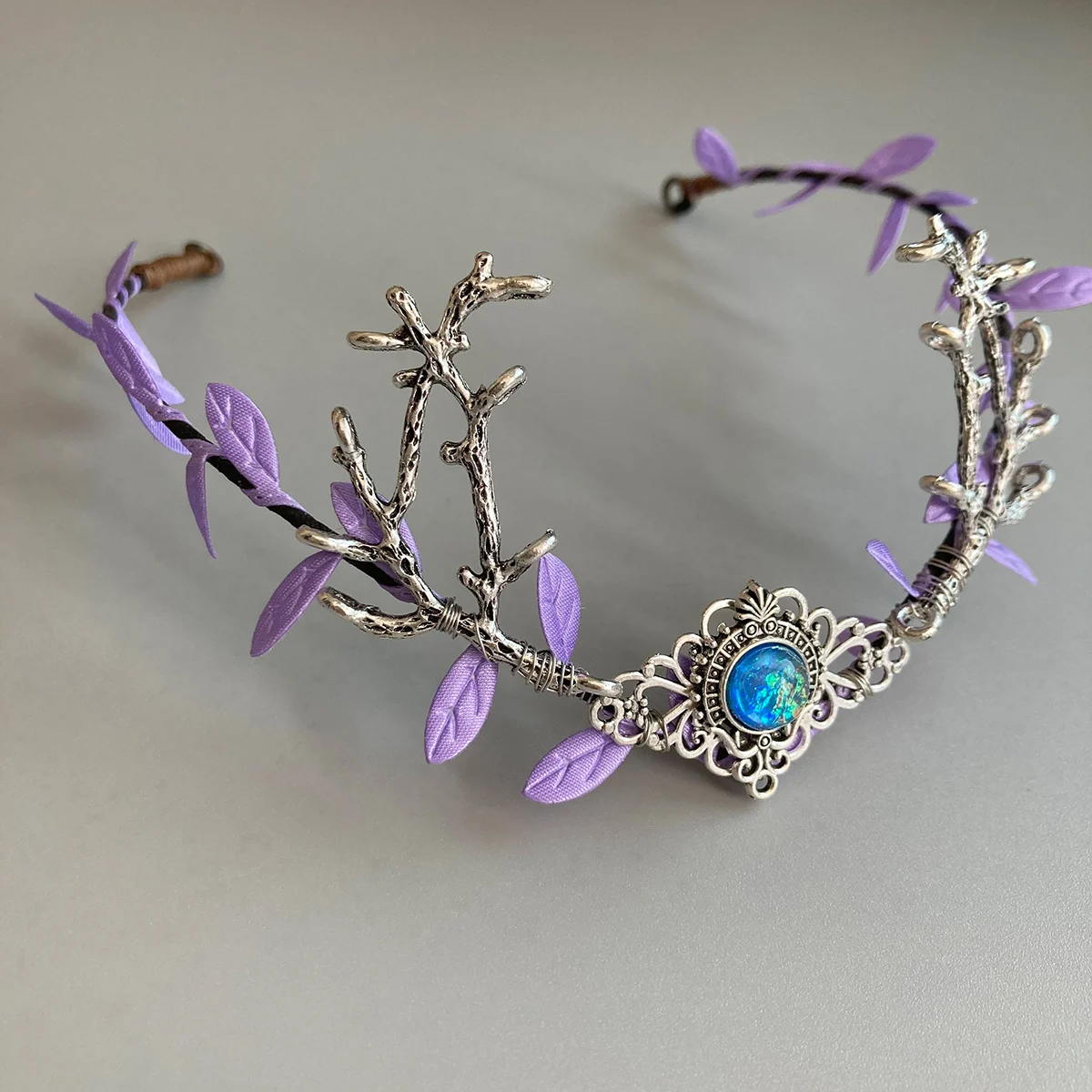 Purple Flower Crown - Handmade Fairy Headpiece Floral Tiara Spring Woodland Circlet for Women Girls Wedding Renaissance Cosplay