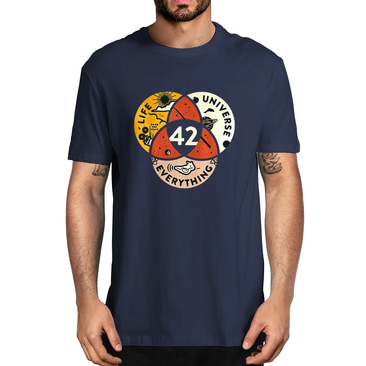 42 The Answer To Life The Universe And Everything Douglas Adams Men's 100% Cotton Novelty T-Shirt Women Soft Tee Unisex Tshirt