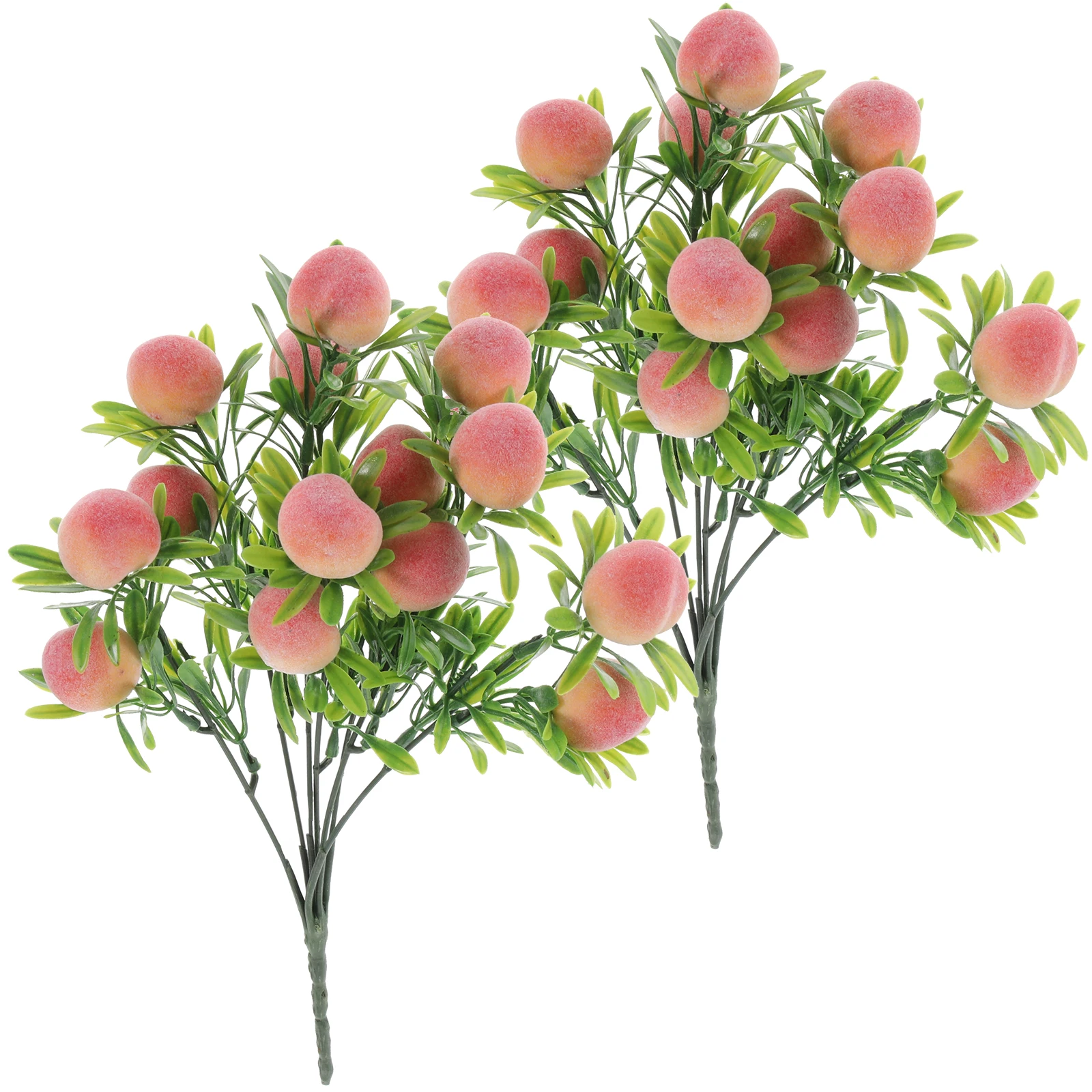 

2Pcs Artificial Peach Branch Realistic Plastic Fake Fruit Stems Vase Fillers Wedding Party Garden Artificial Peach Tree Stem