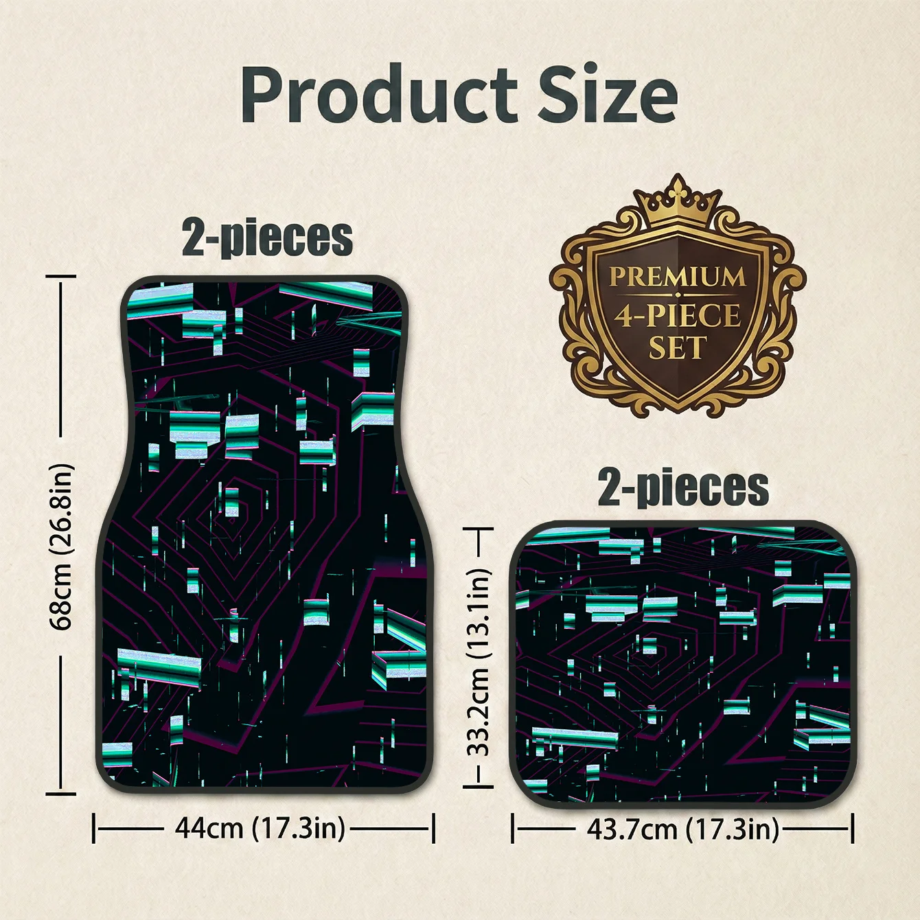 4pcs Circuit Board Style Car Mats | Polyester, Universal Fit, Unique Interior Look, Great Gift For Car Enthusiasts
