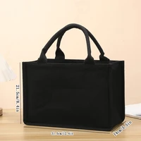 Leisure thickened handheld canvas tote bag black three-dimensional men and women large-capacity simple shopping bag handbags 2