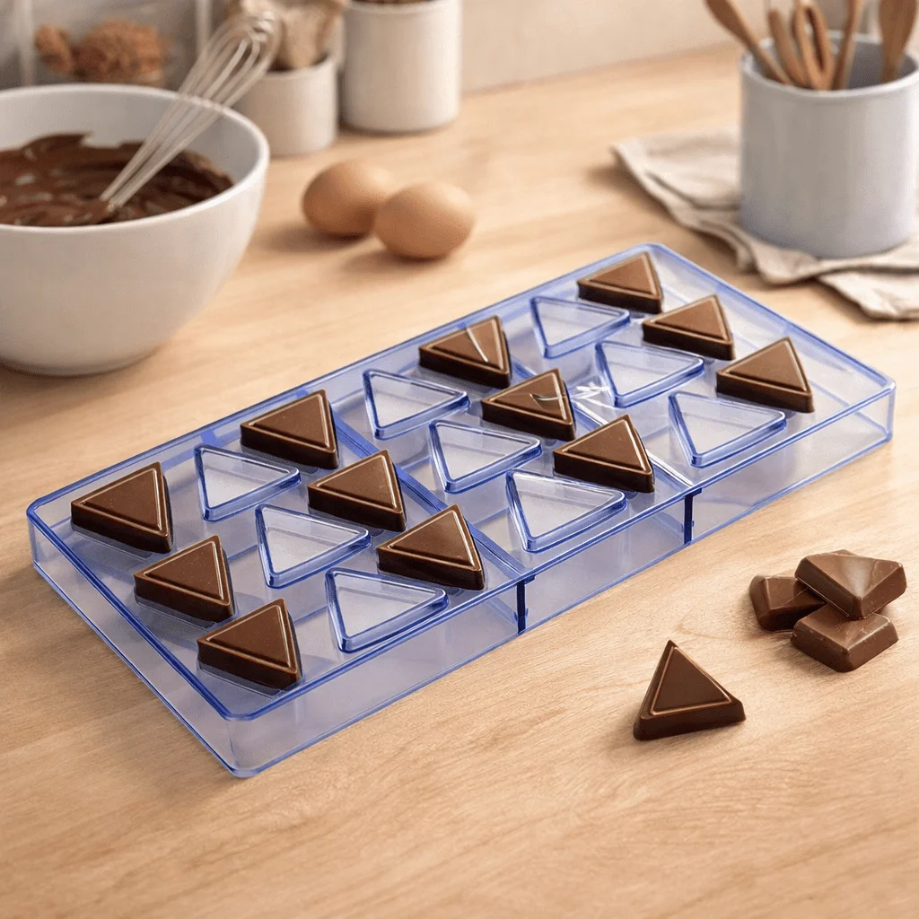 Triangular Slice Chocolate Mold, Food Grade Plastic Mold, Hard Candy & Sandwich Chocolate Making Tool for Baking and Pastry