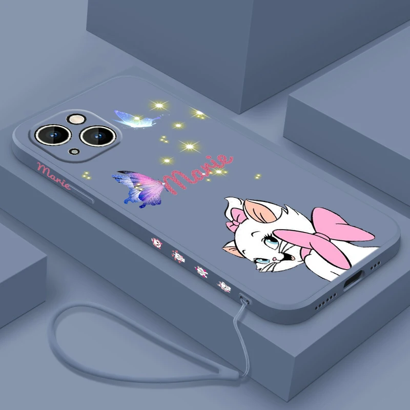 Disney Marie kot dla Apple iPhone 15 14 13 12 11 XS XR X 8 7 Pro Max Plus Mini etui na lewą linę