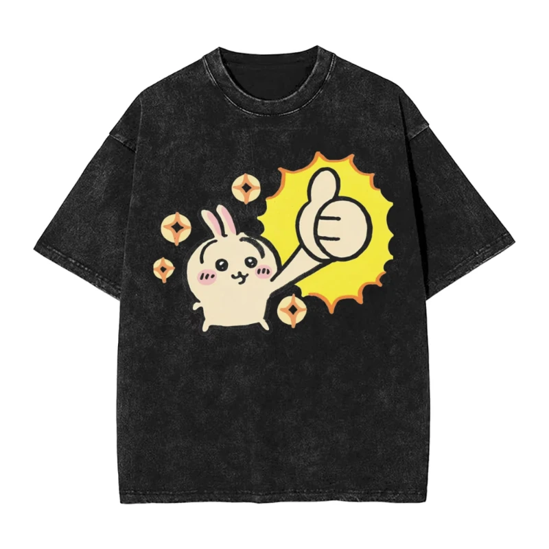 Vintage Washed T Shirt Chiikawa Usagi Hachiware Toilet Loose T