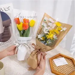 Rose Bouquet Wrapping Sleeve Plastic Bags Waterproof Valentine's Day Single Rose Flower Packaging Bag