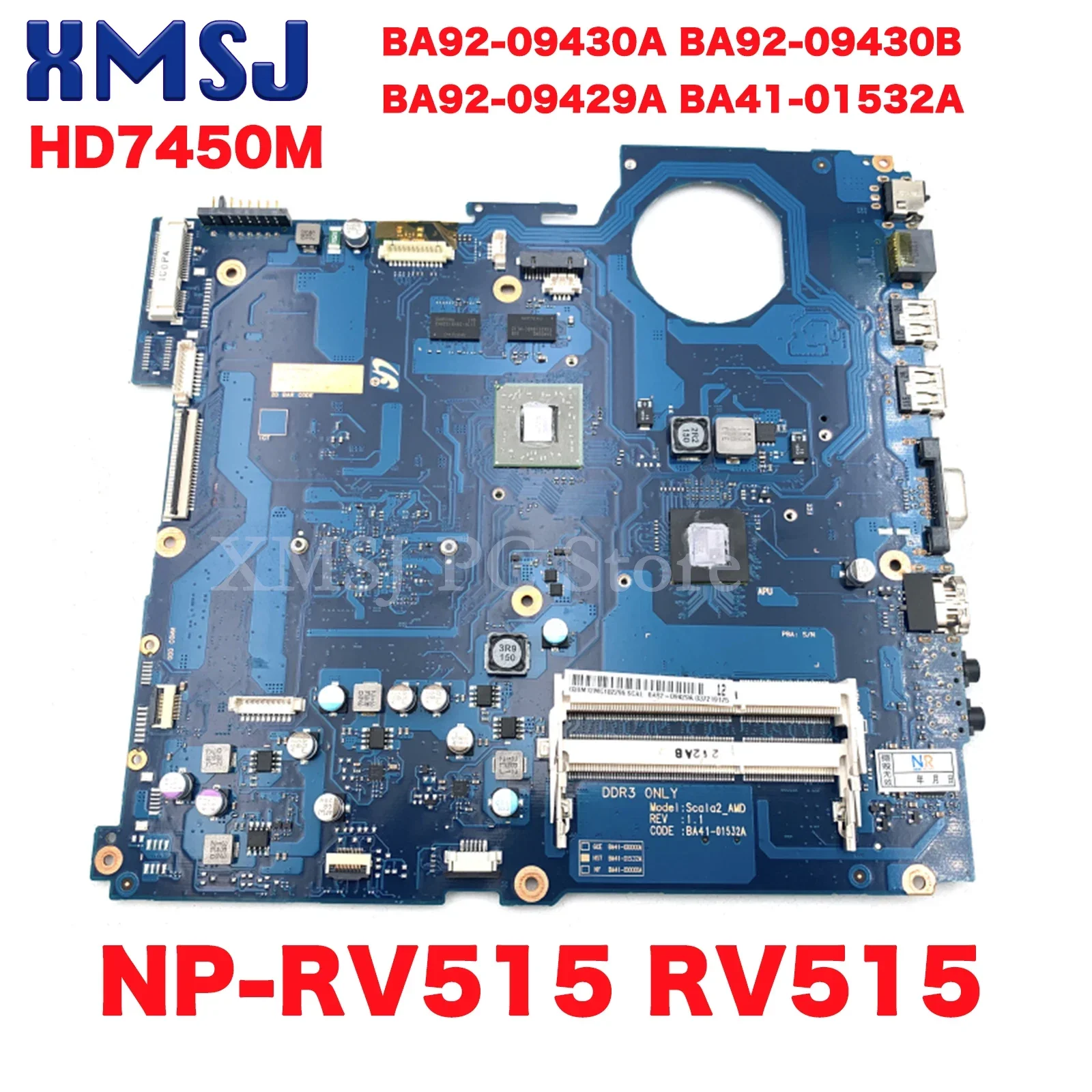 

XMSJ For Samsung NP-RV515 RV515 Laptop Motherboard BA92-09430A BA92-09430B BA92-09429A BA41-01532A HD7450M GPU DDR3