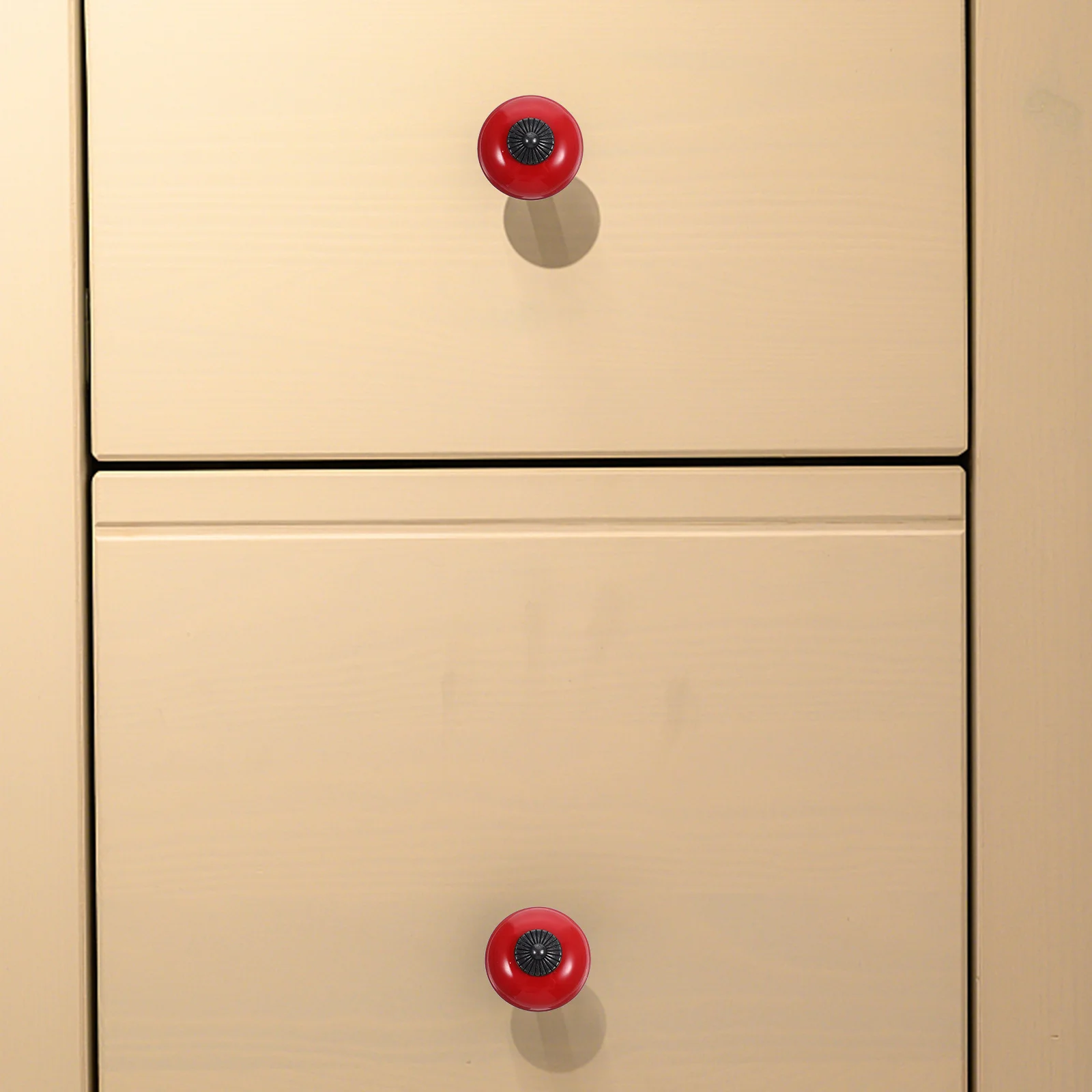 

5pcs Round Ceramic Door Knobs Pull Handles Red 38X38Mm Durable Cabinet Drawer Cupboard Hardware Set Screws Included